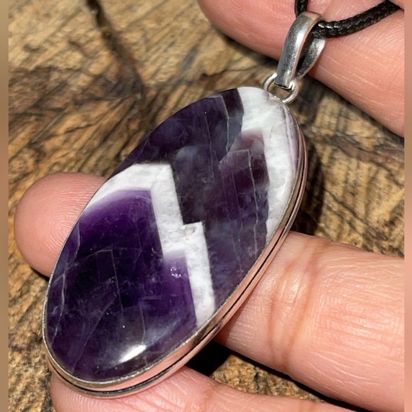 Chevron Amethyst Pendant 2 1/4” - Picture 5 of 15